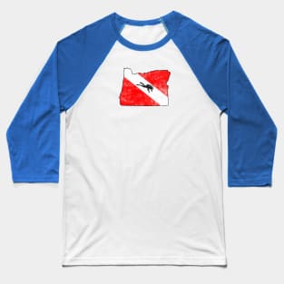 Oregon Dive Flag Scuba Diving State Map Dive Flag Distressed Baseball T-Shirt